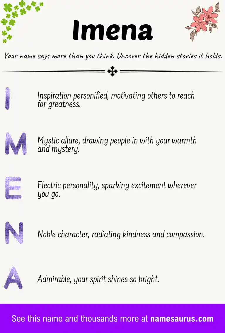 Acrostic poem about Imena.
