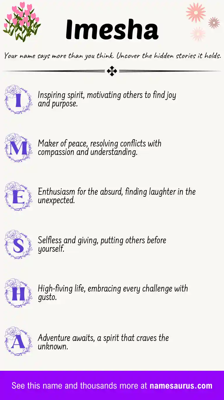 Acrostic poem about Imesha.