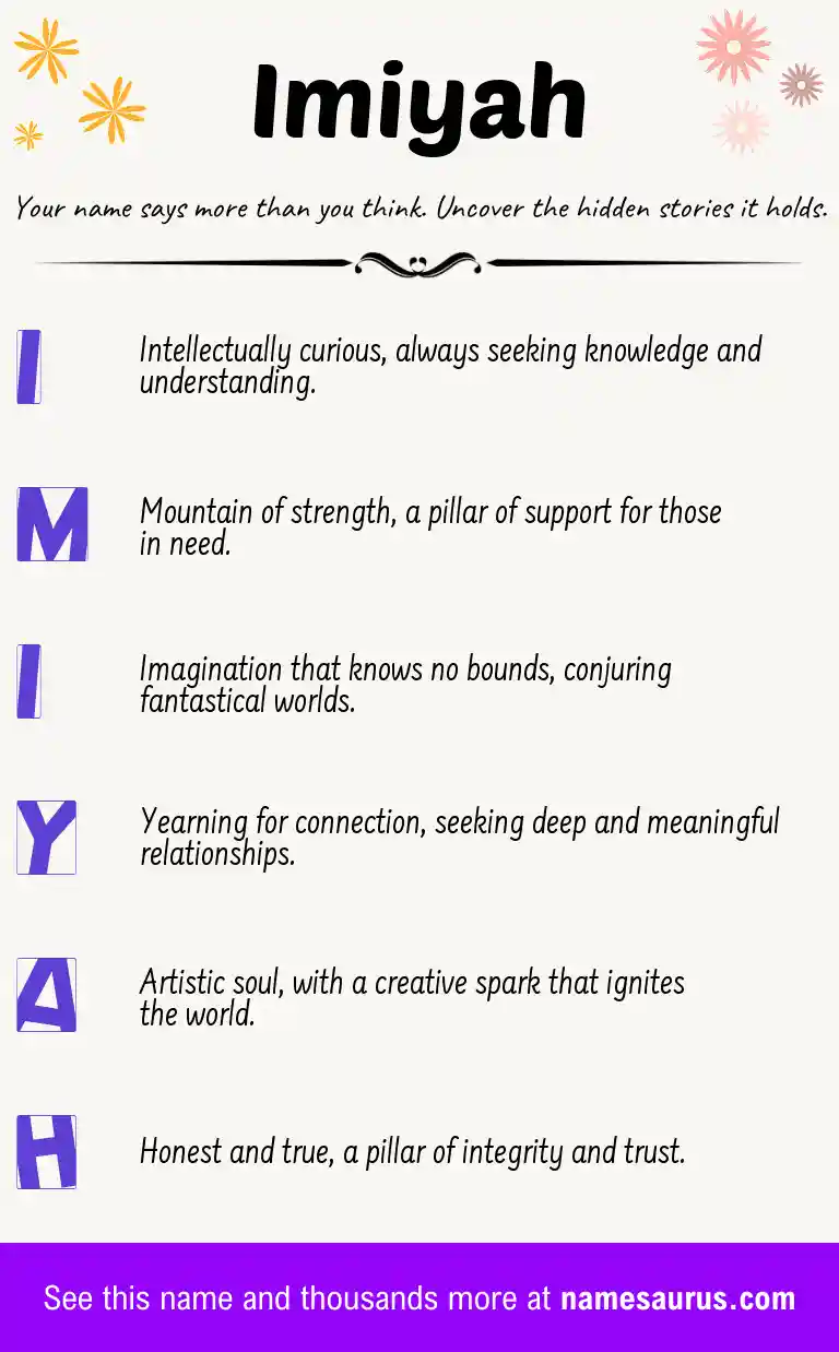 Acrostic poem about Imiyah.