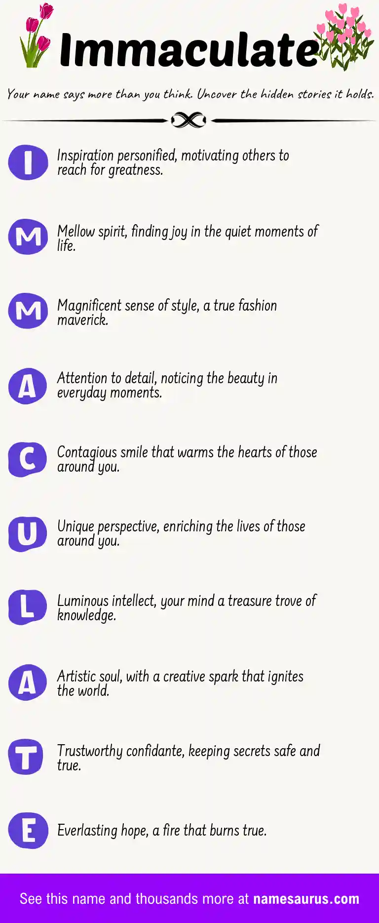 Acrostic poem about Immaculate.