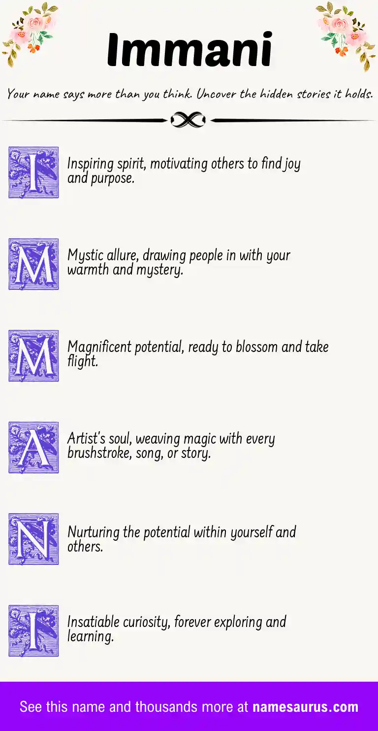 Acrostic poem about Immani.
