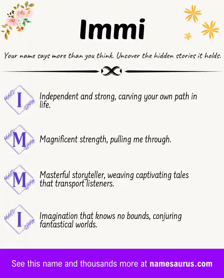 Acrostic poem about Immi.