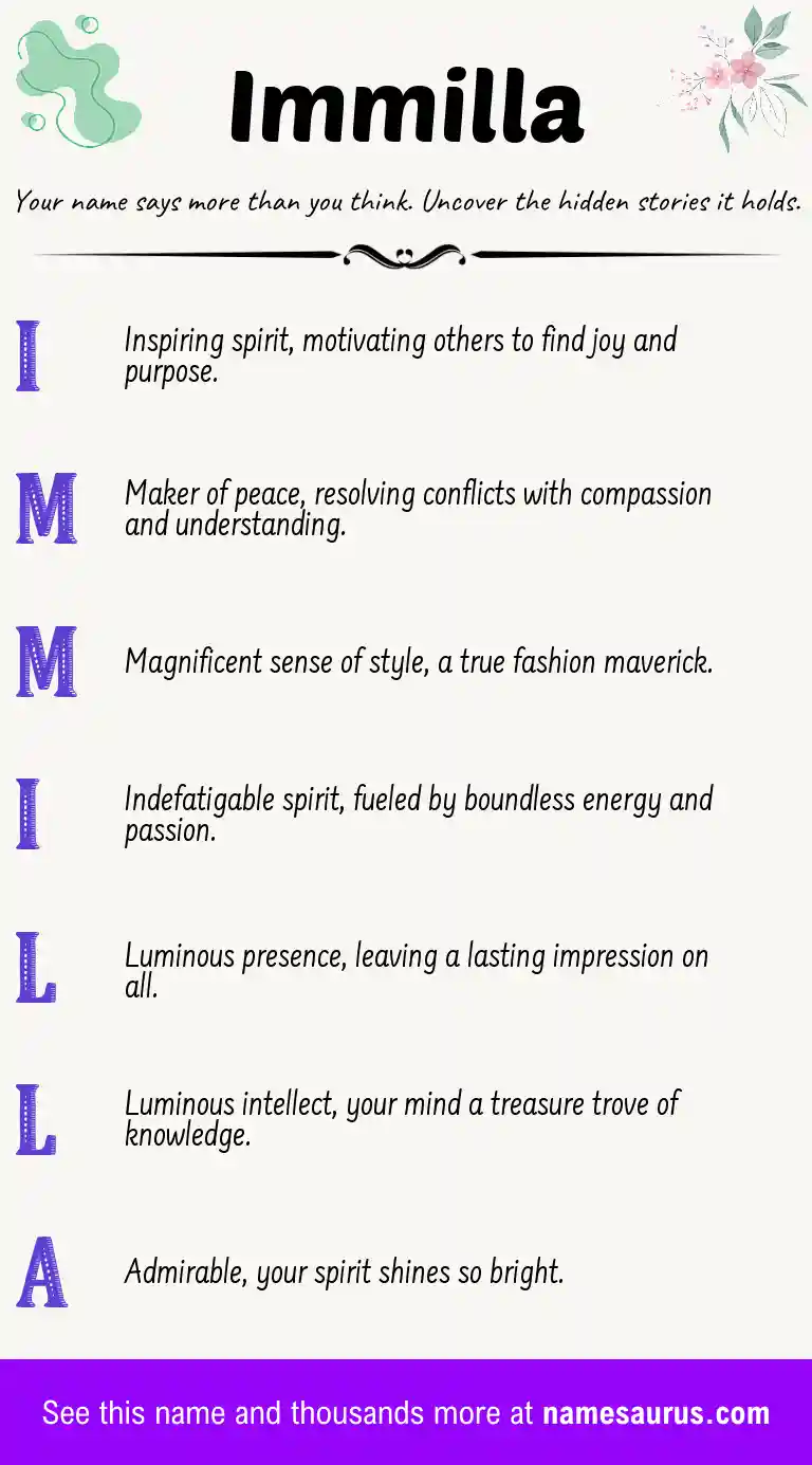 Acrostic poem about Immilla.