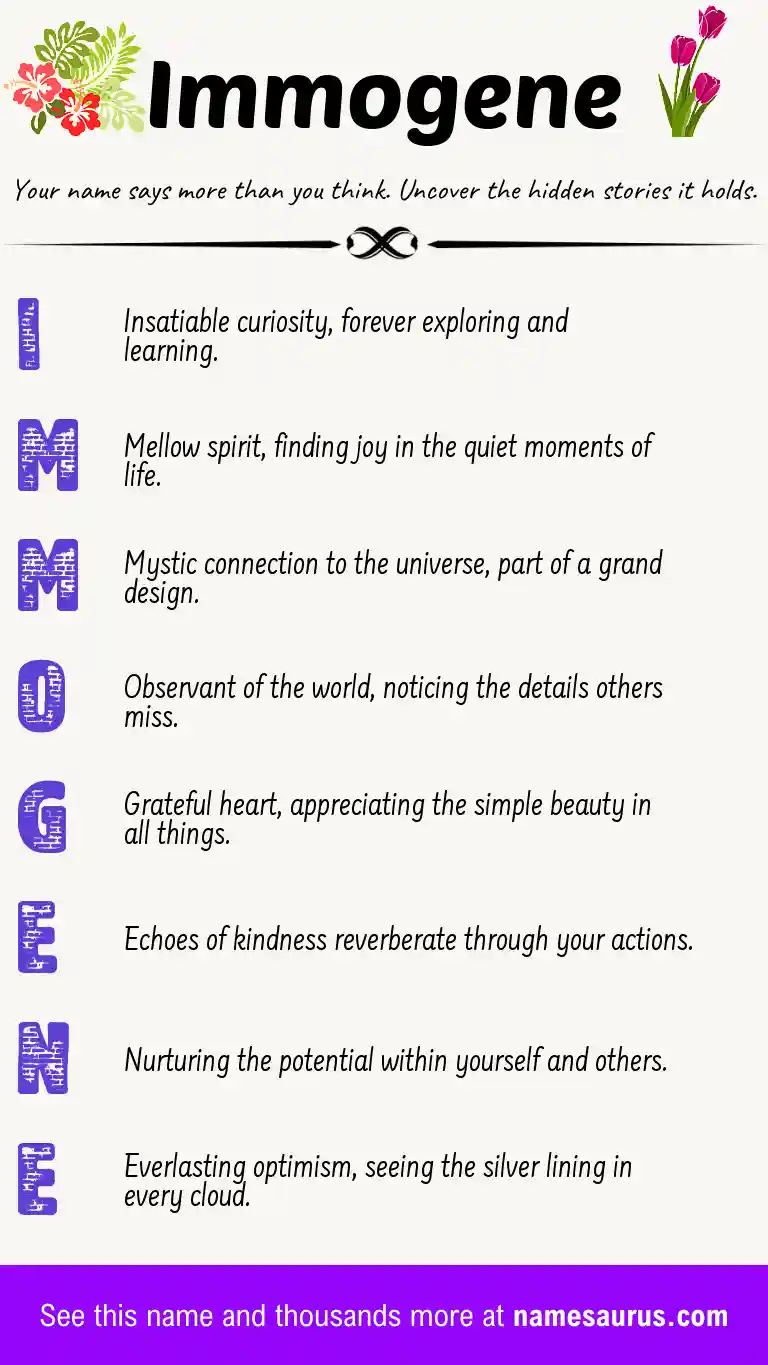 Acrostic poem about Immogene.