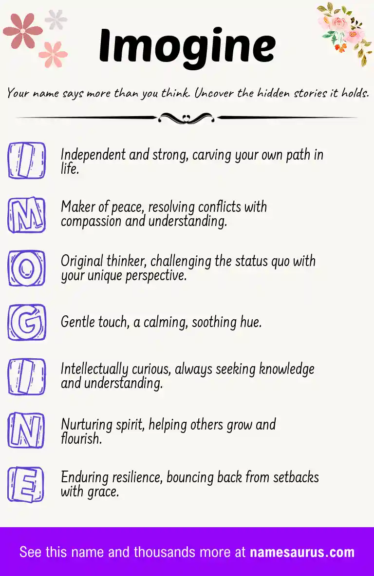 Acrostic poem about Imogine.