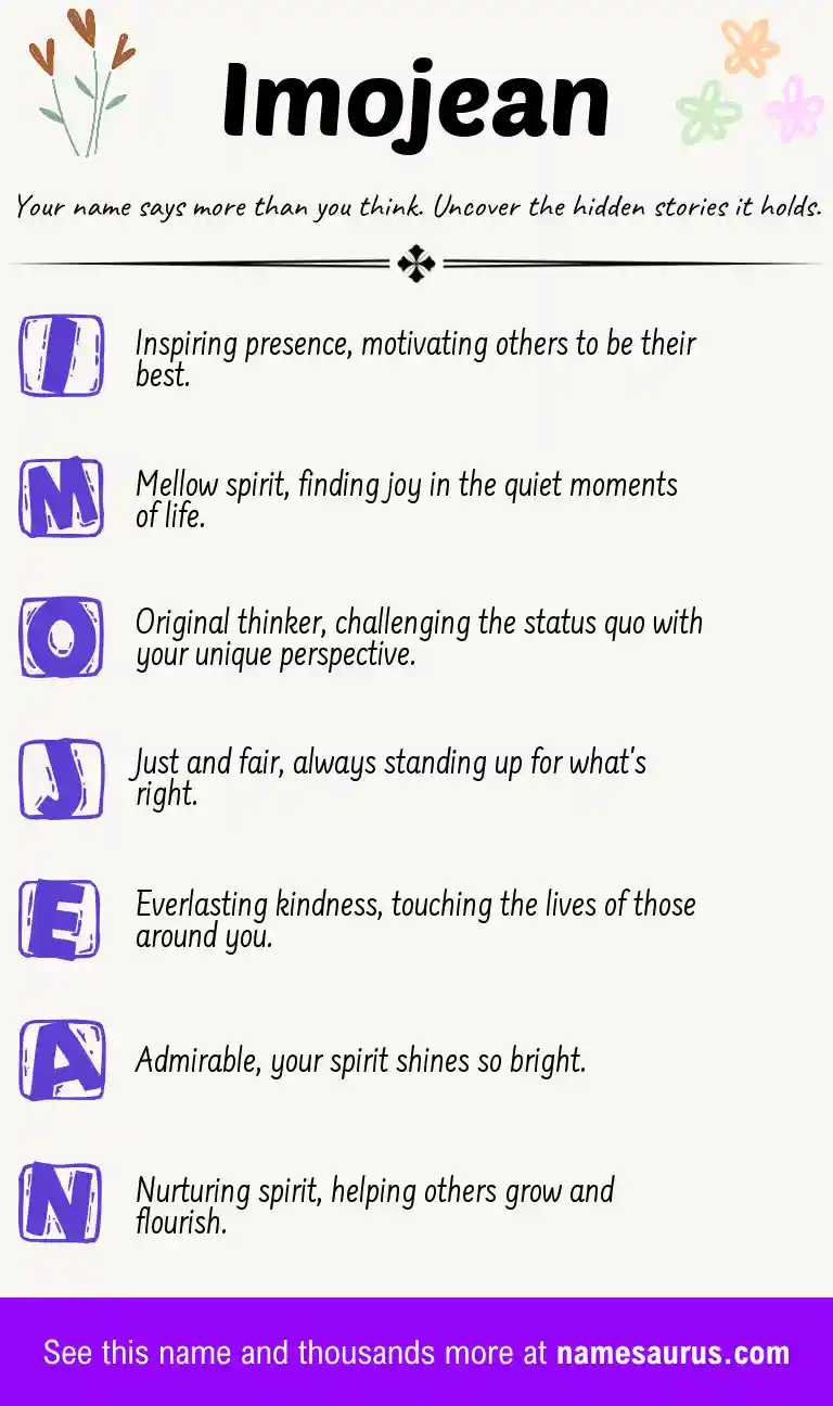 Acrostic poem about Imojean.