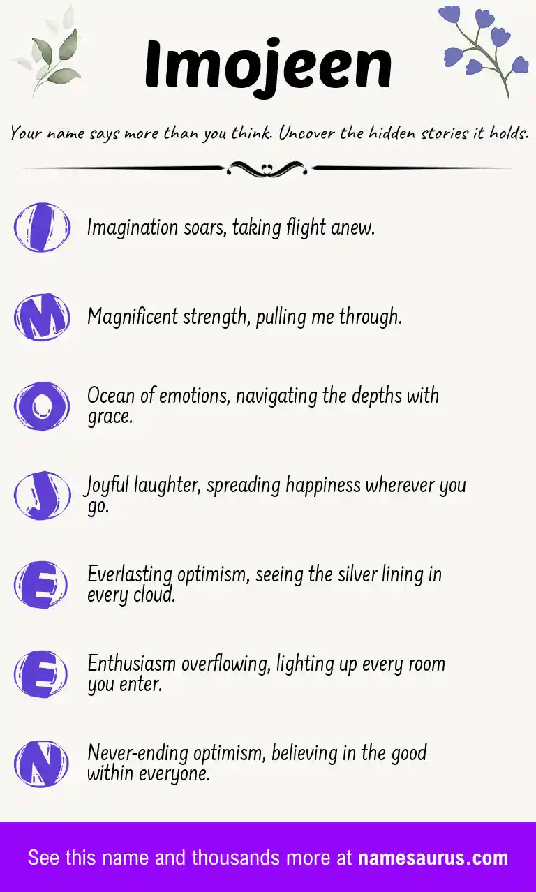 Acrostic poem about Imojeen.