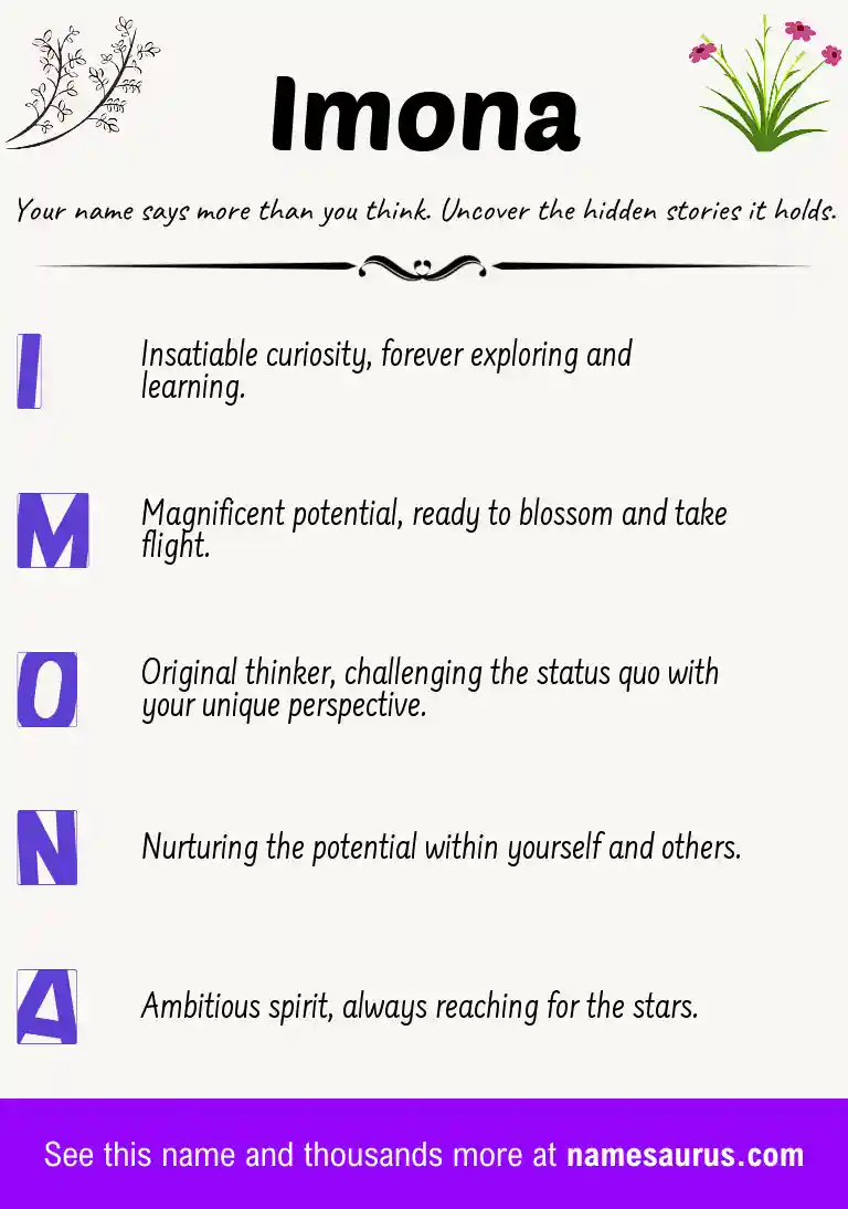 Acrostic poem about Imona.