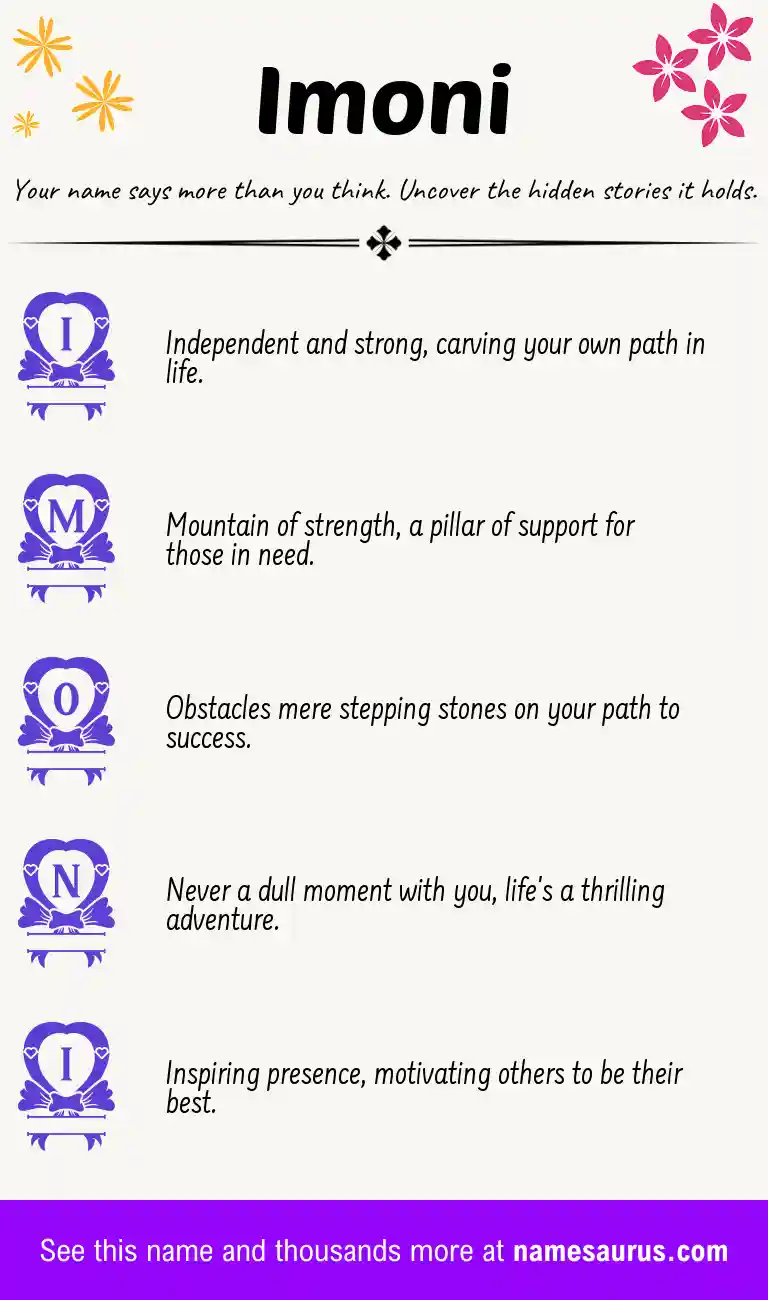 Acrostic poem about Imoni.