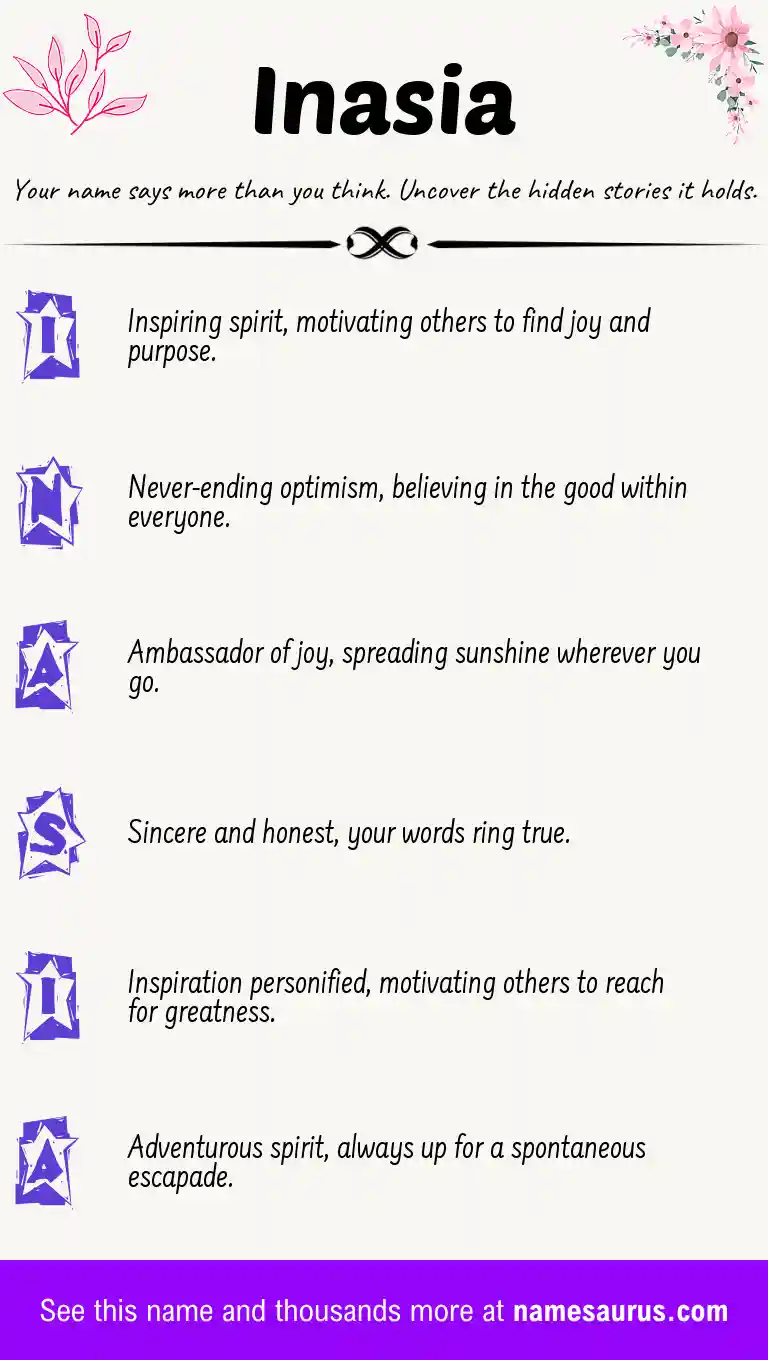 Acrostic poem about Inasia.