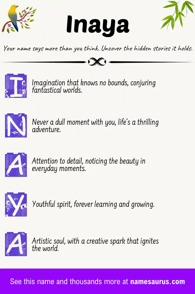 Acrostic poem about Inaya.