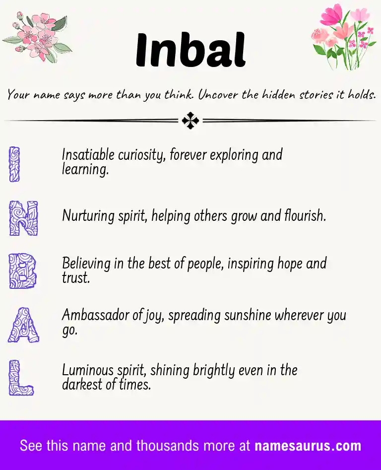 Acrostic poem about Inbal.