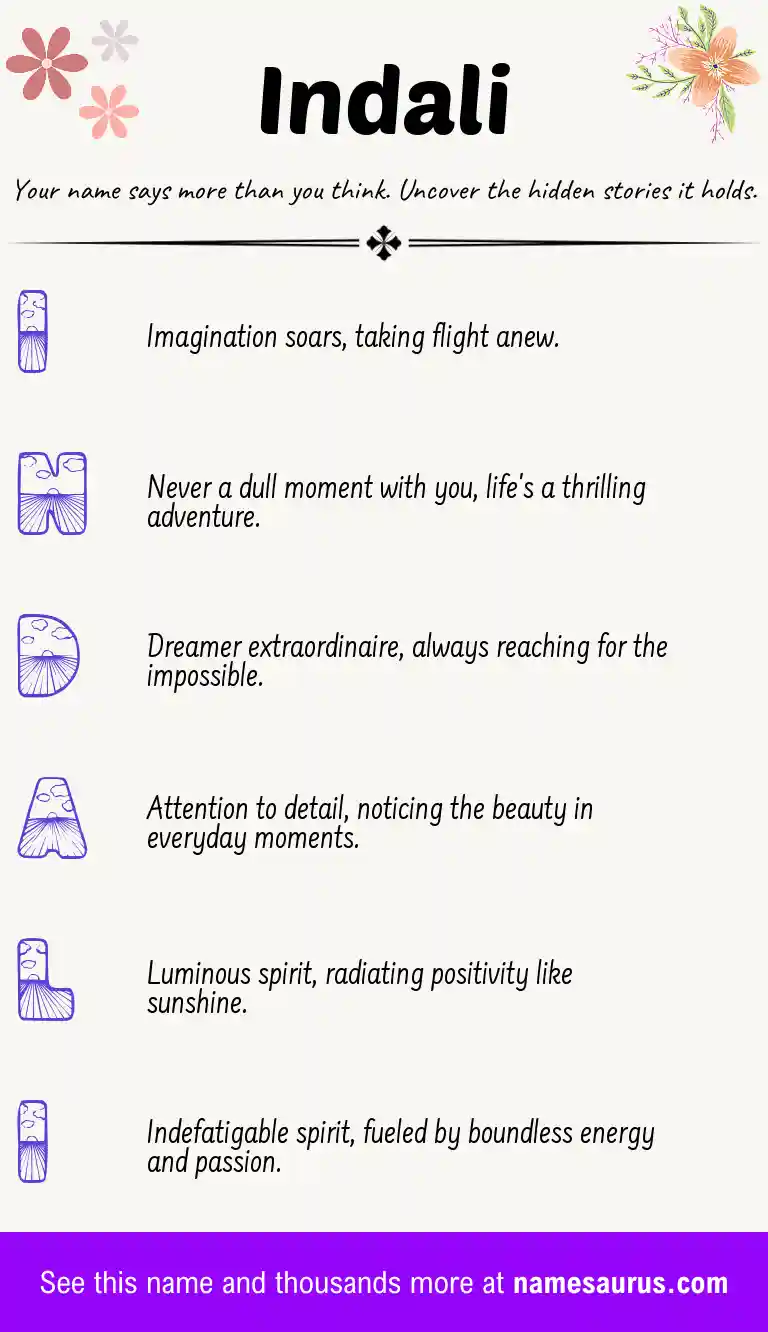 Acrostic poem about Indali.