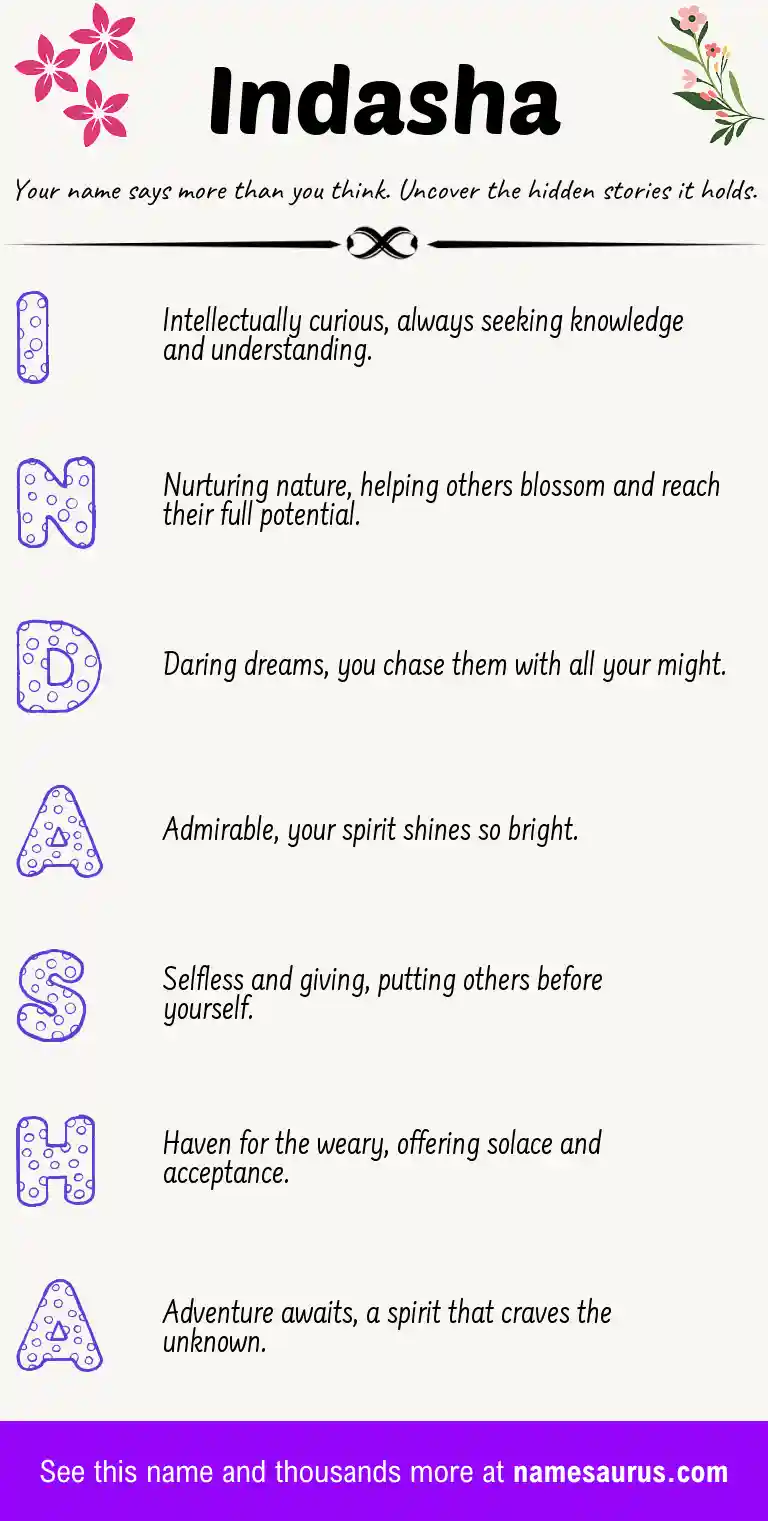 Acrostic poem about Indasha.