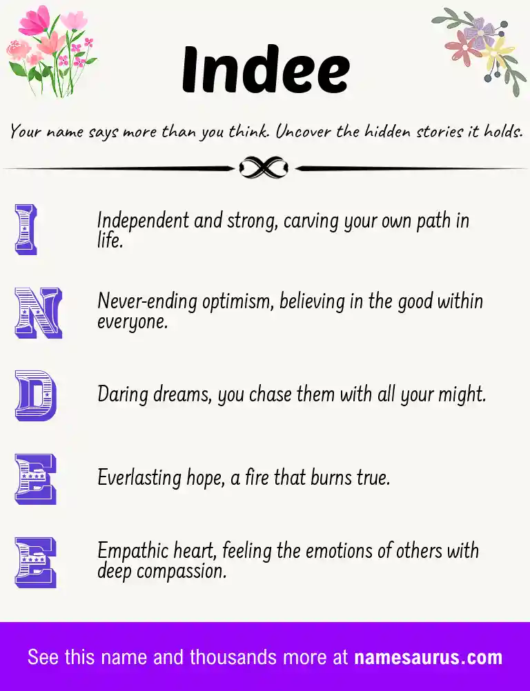 Acrostic poem about Indee.