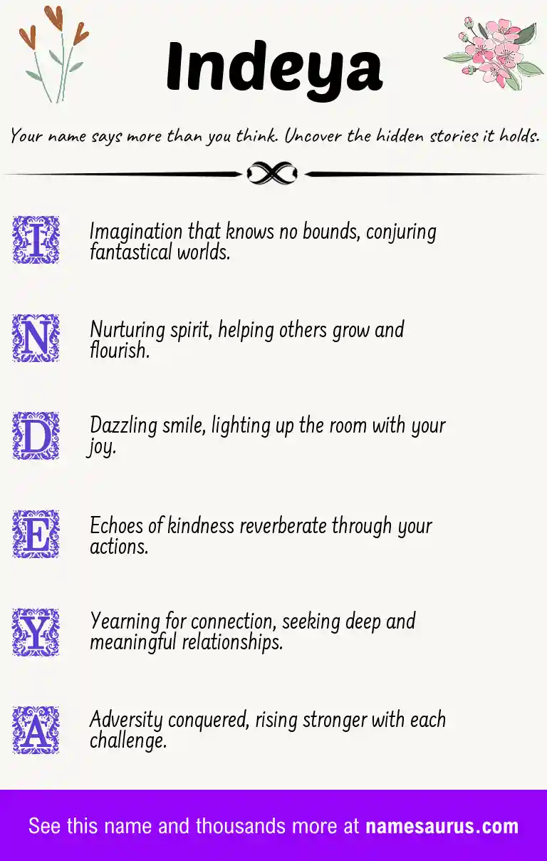 Acrostic poem about Indeya.