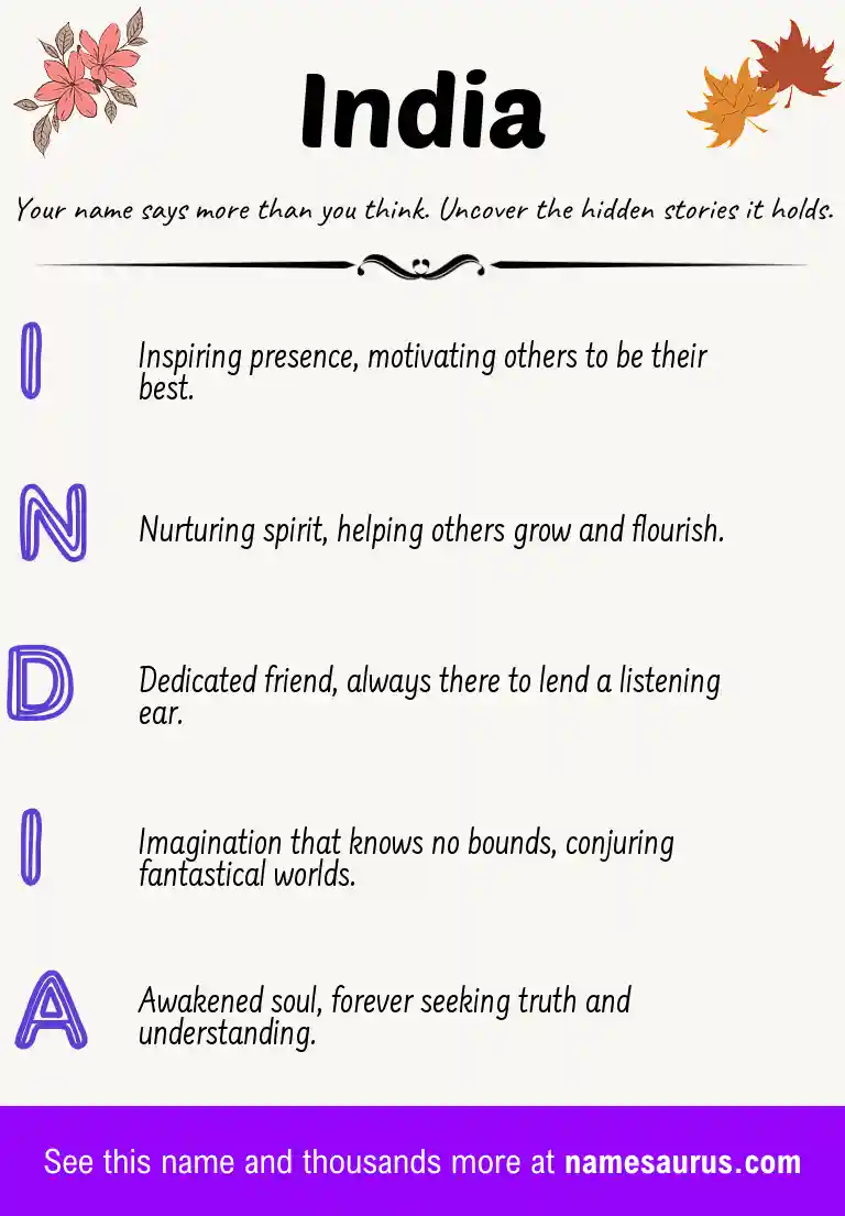 Acrostic poem about India.