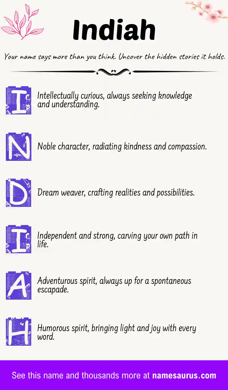 Acrostic poem about Indiah.