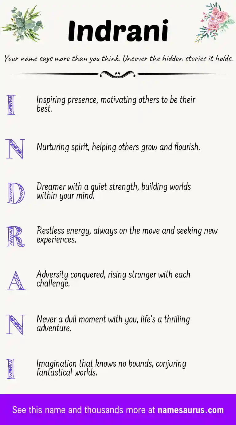 Acrostic poem about Indrani.