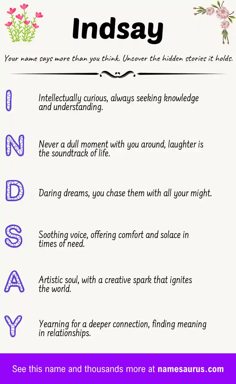 Acrostic poem about Indsay.