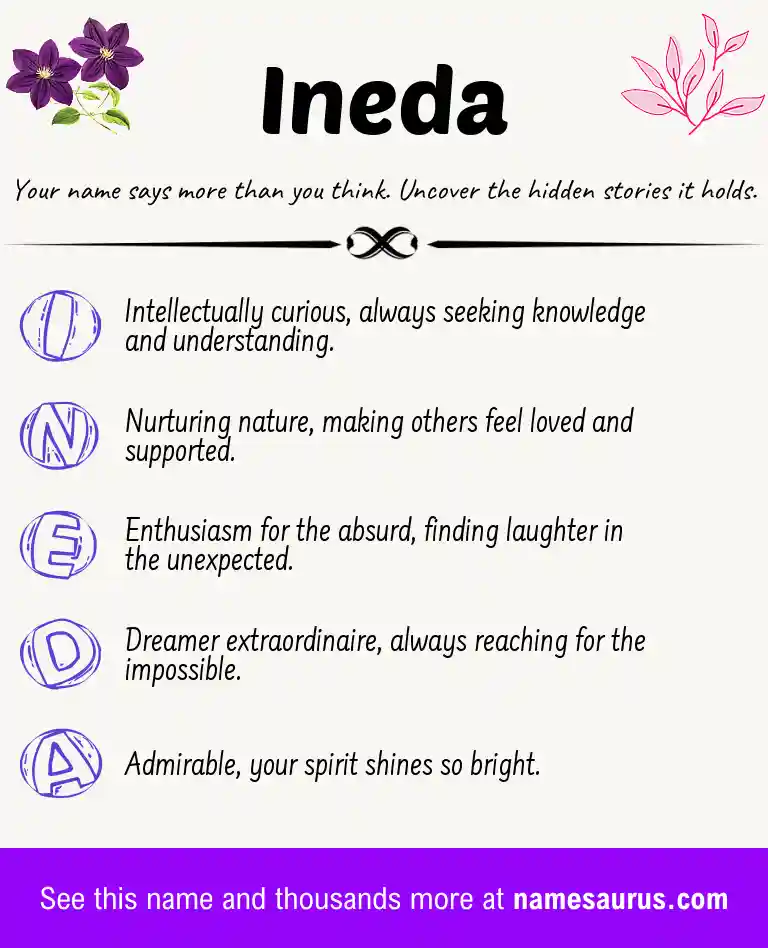 Acrostic poem about Ineda.
