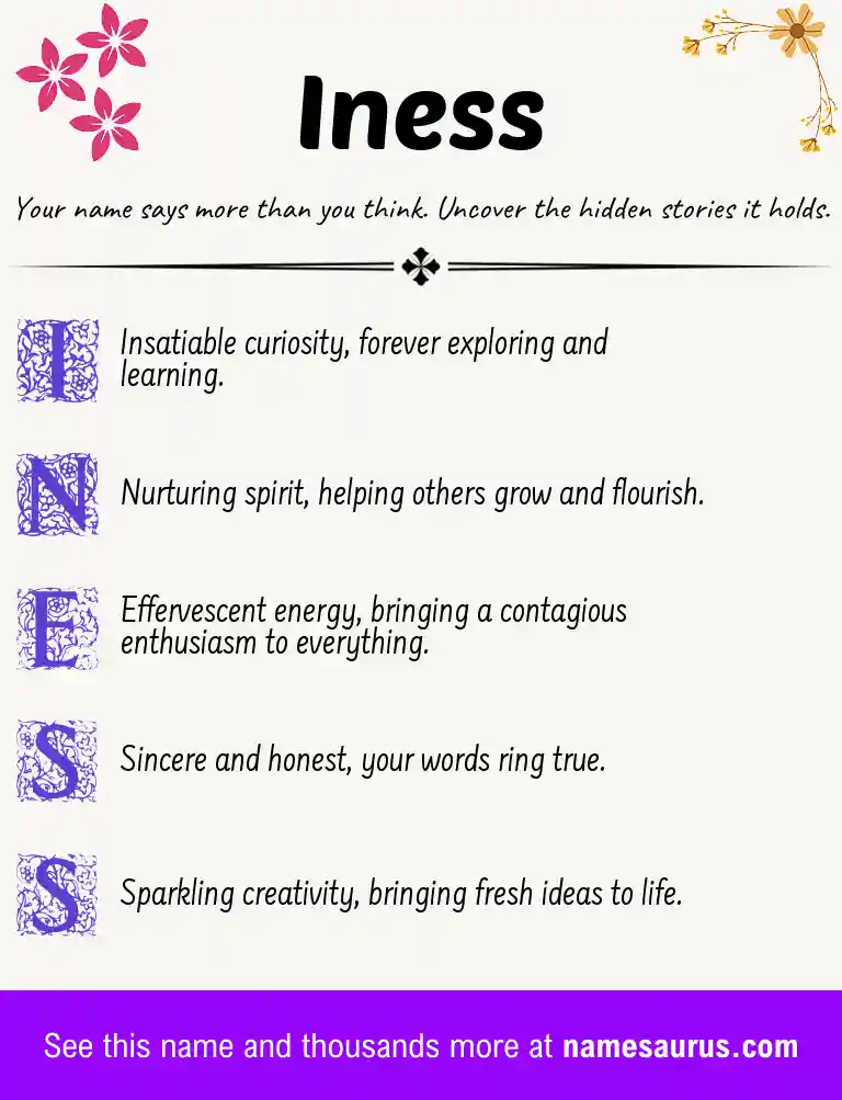 Acrostic poem about Iness.