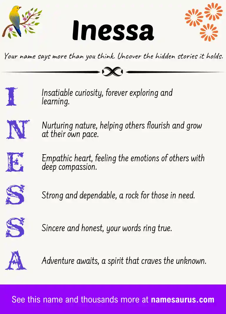 Acrostic poem about Inessa.
