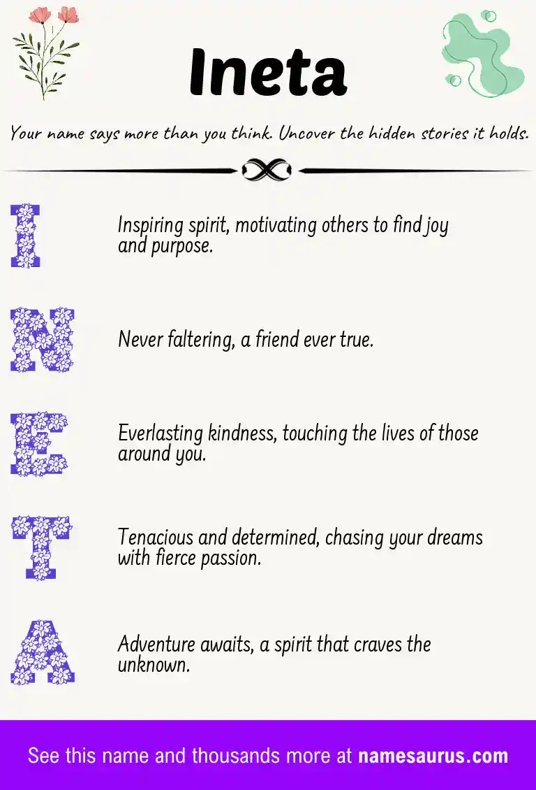 Acrostic poem about Ineta.