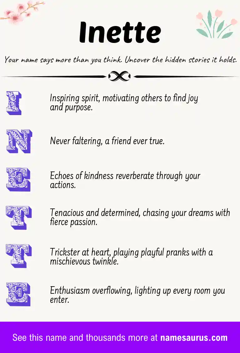 Acrostic poem about Inette.