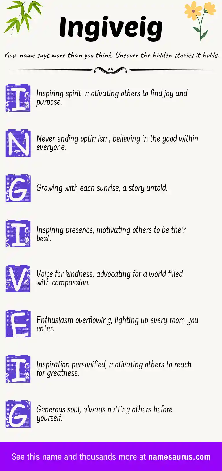 Acrostic poem about Ingiveig.