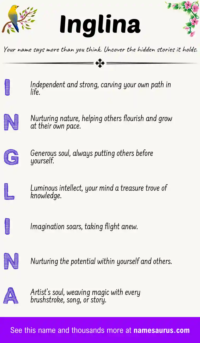 Acrostic poem about Inglina.