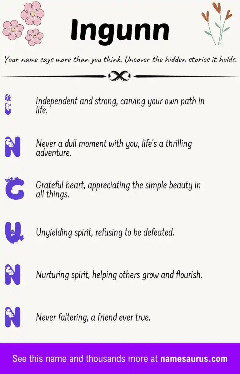 Acrostic poem about Ingunn.