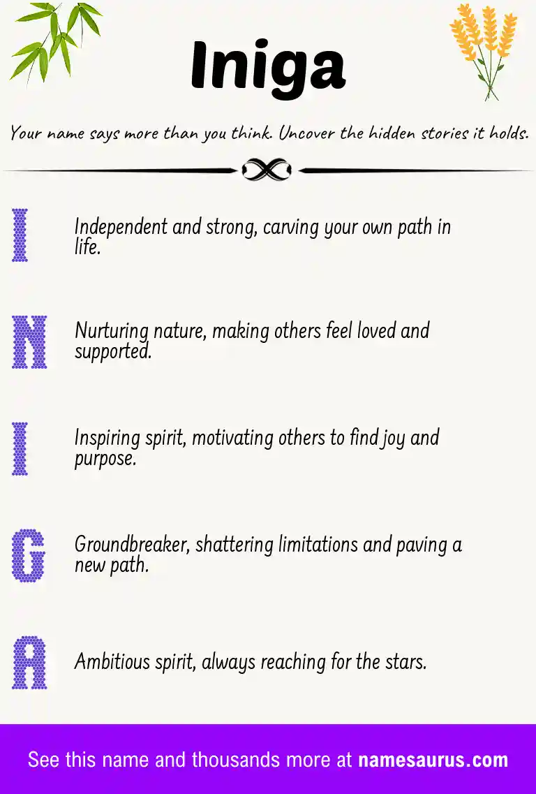 Acrostic poem about Iniga.