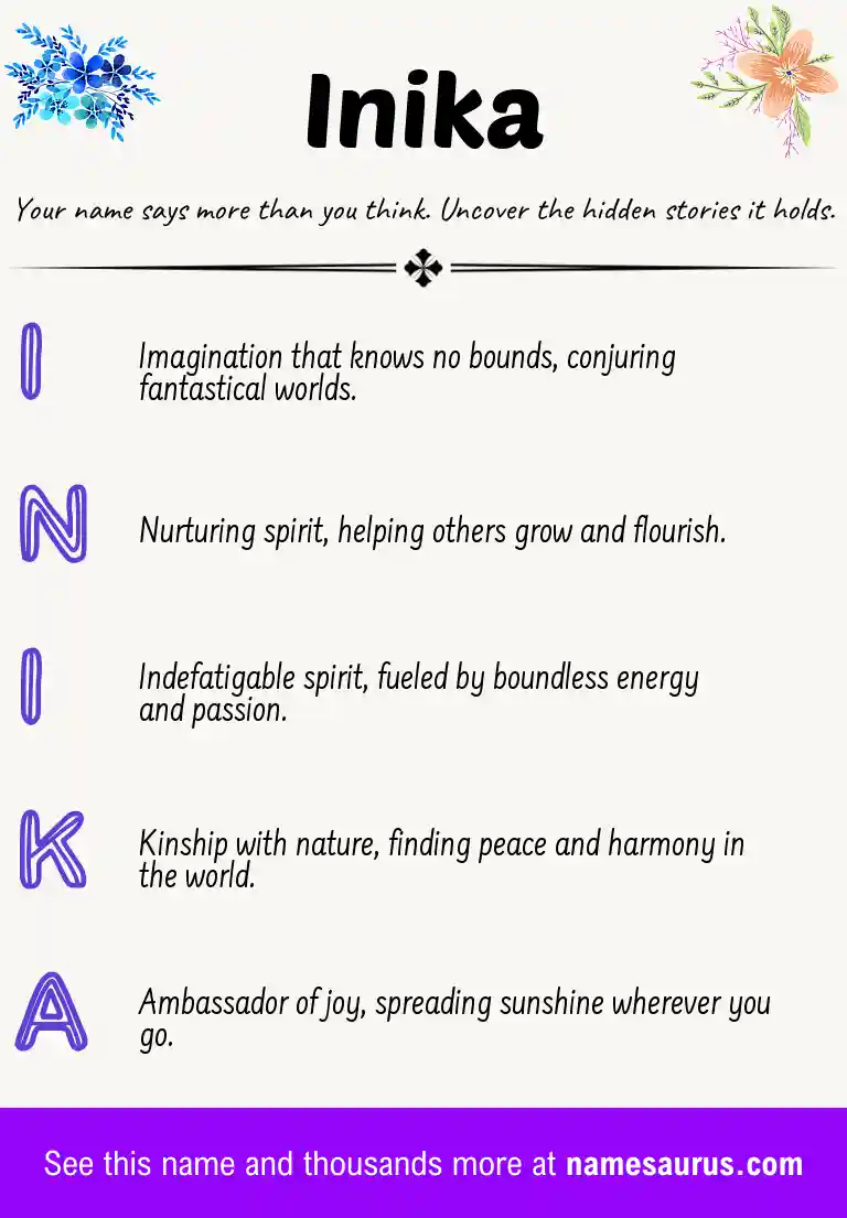 Acrostic poem about Inika.