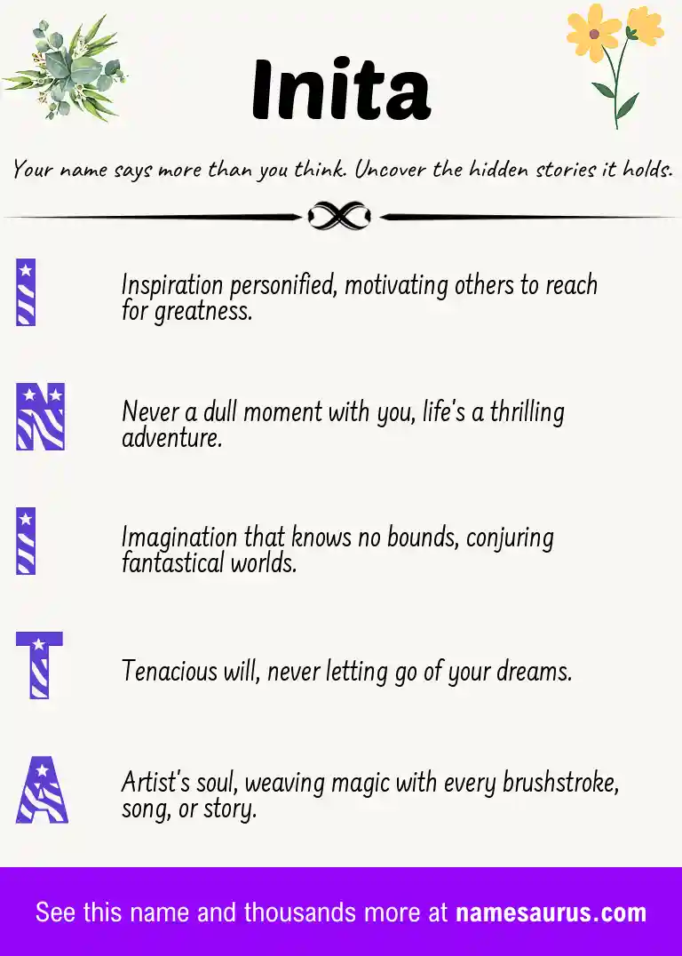 Acrostic poem about Inita.