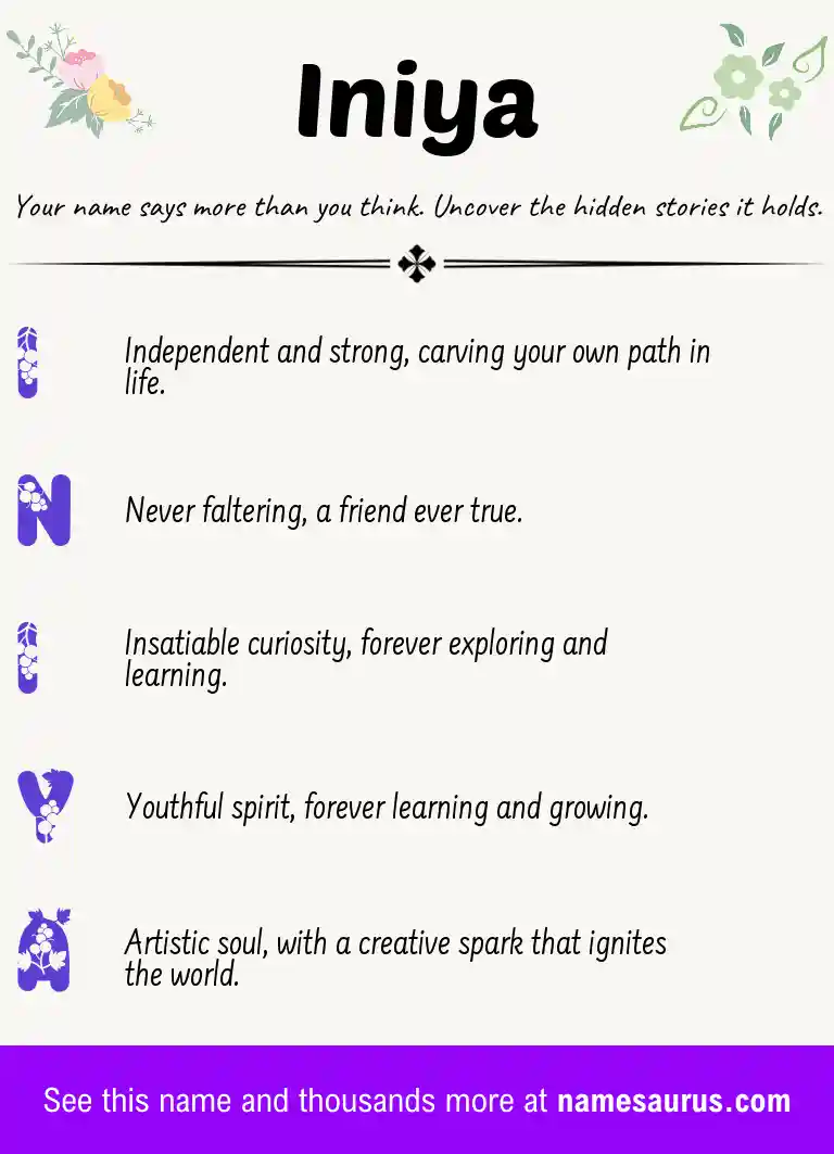 Acrostic poem about Iniya.