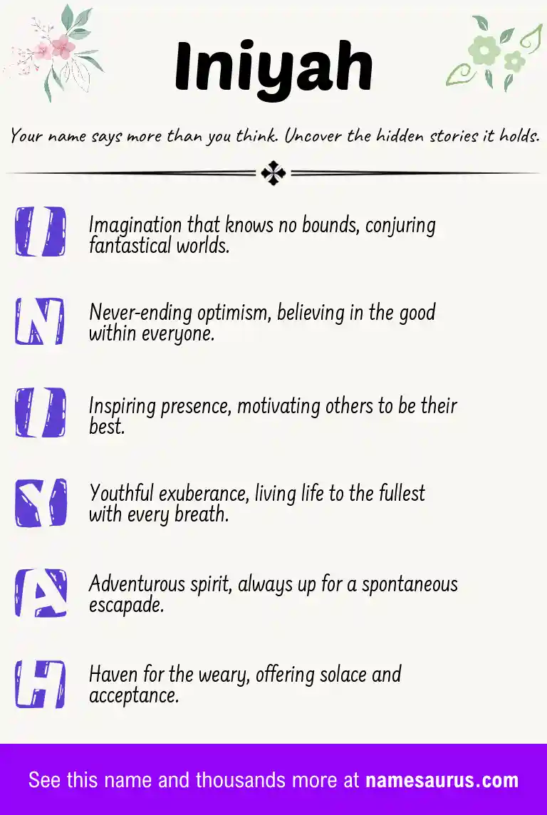 Acrostic poem about Iniyah.