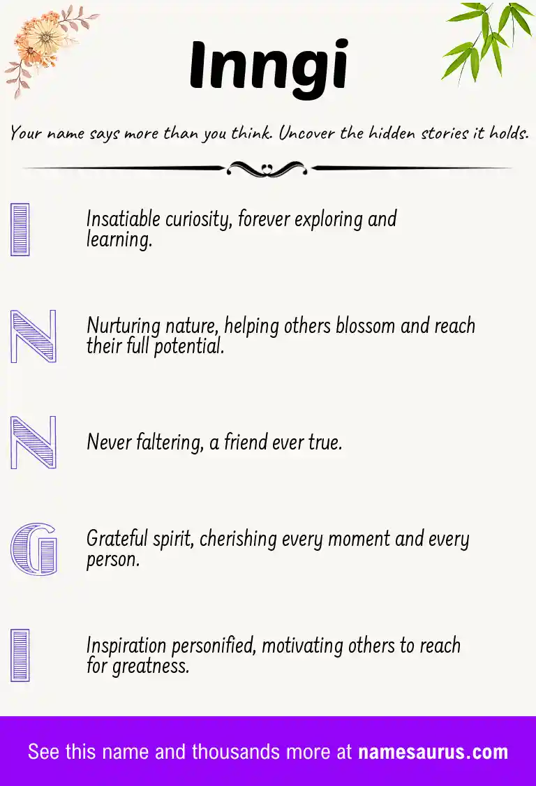 Acrostic poem about Inngi.