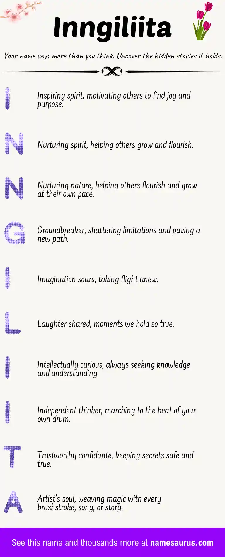 Acrostic poem about Inngiliita.