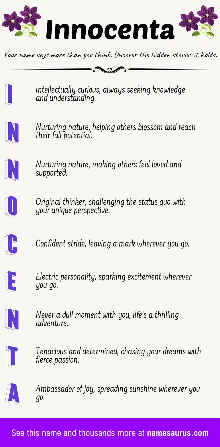 Acrostic poem about Innocenta.
