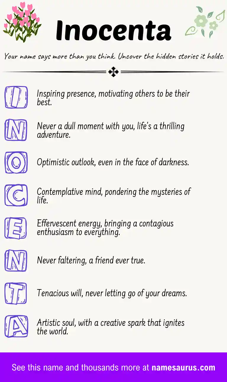 Acrostic poem about Inocenta.