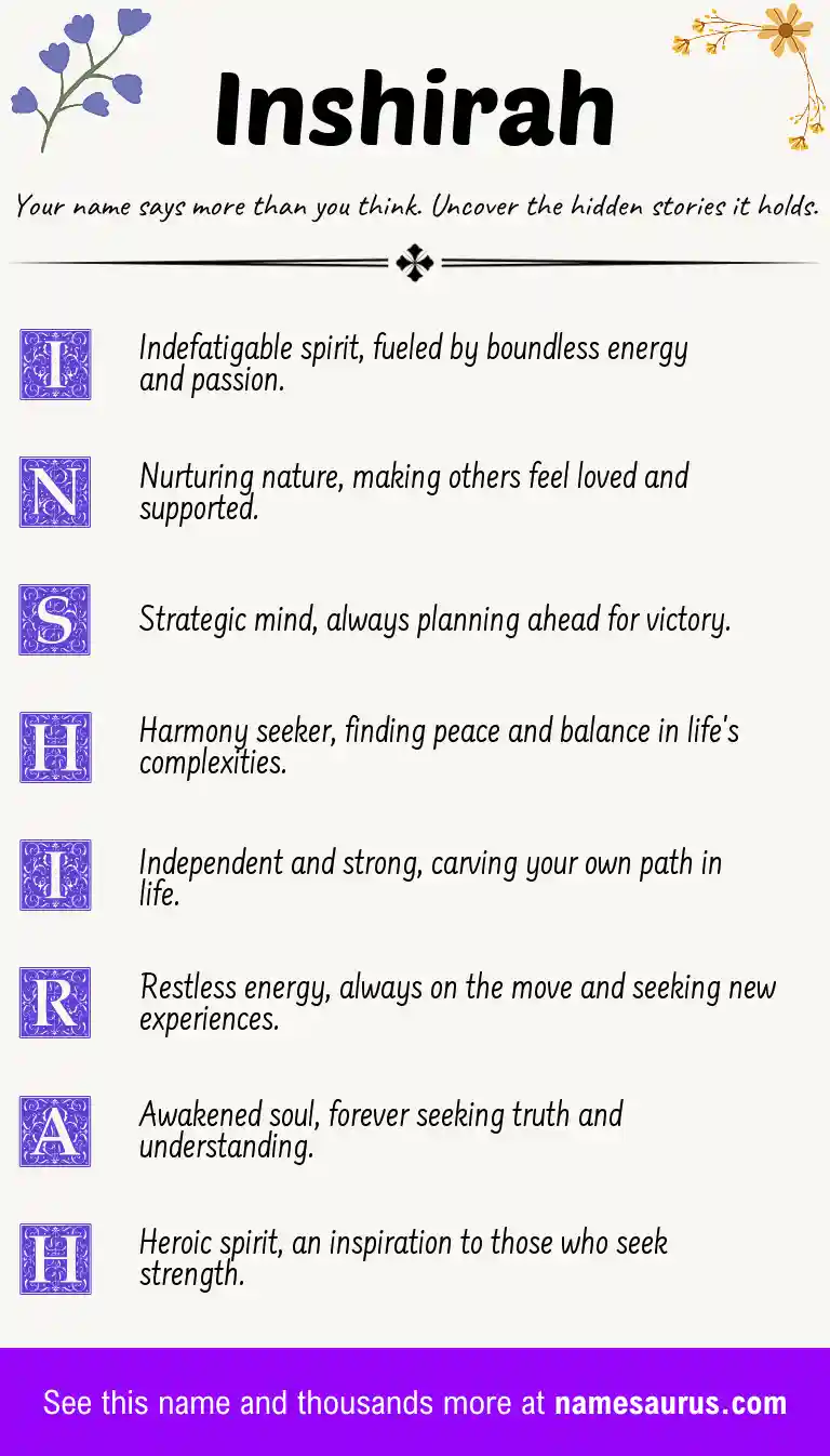 Acrostic poem about Inshirah.