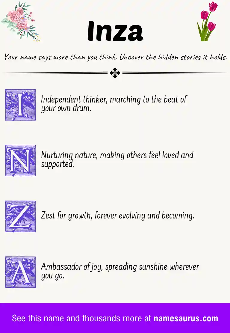 Acrostic poem about Inza.