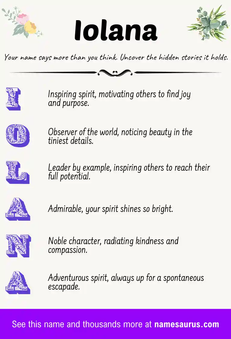 Acrostic poem about Iolana.