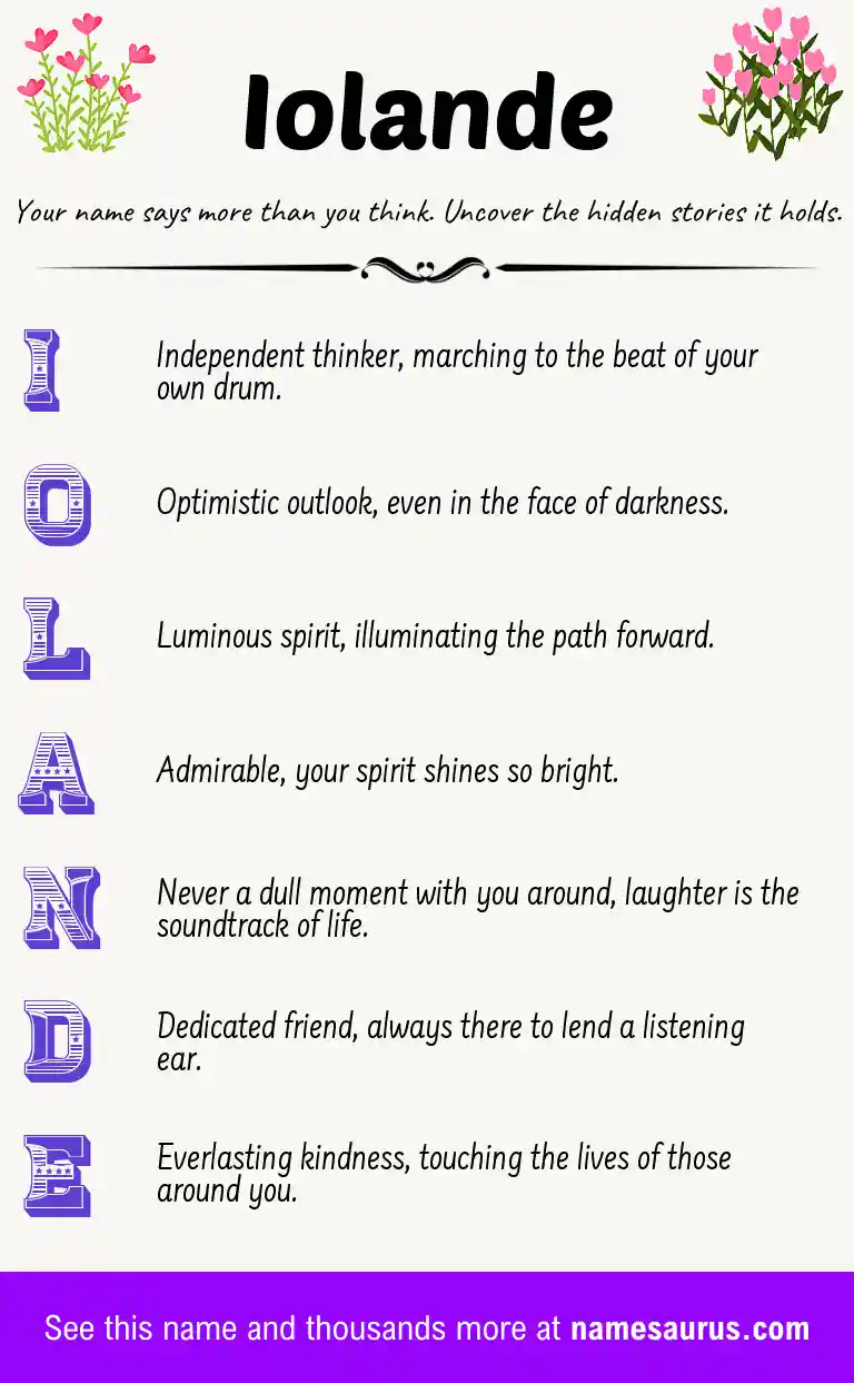 Acrostic poem about Iolande.