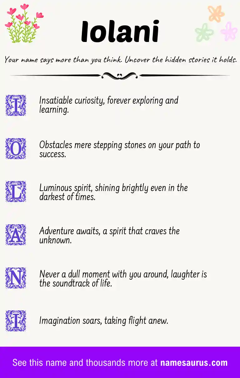 Acrostic poem about Iolani.