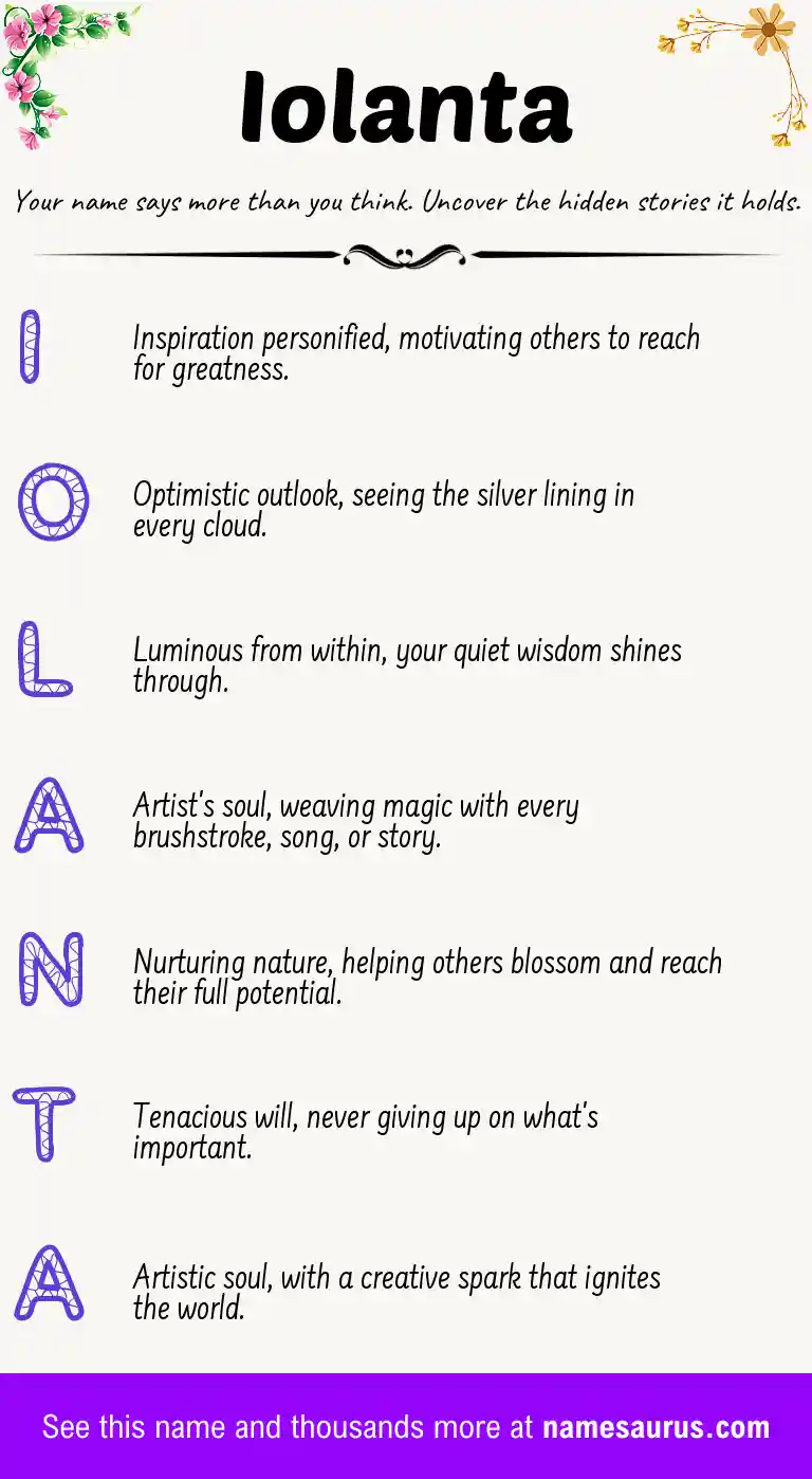 Acrostic poem about Iolanta.