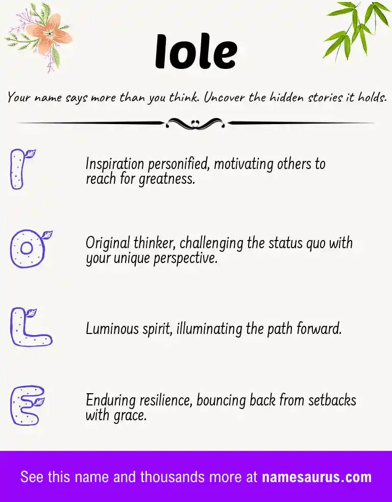 Acrostic poem about Iole.