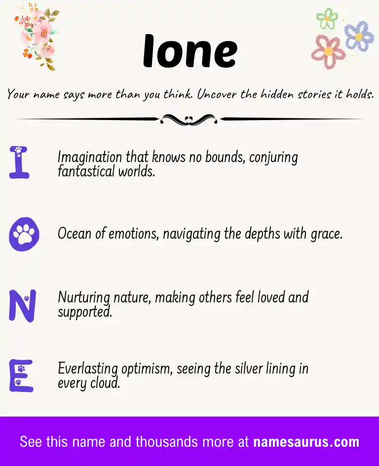 Acrostic poem about Ione.