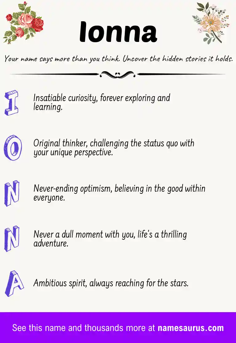 Acrostic poem about Ionna.